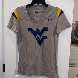 Nike. WVU. V-neck. Size M. Gray. Lightly worn.